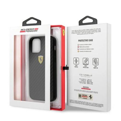 8. Ferrari FERCAHCP12SBK iPhone 12 mini 5.4" black/black hardcase On Track Real Carbon