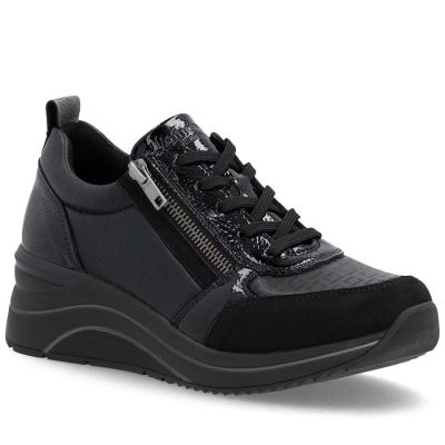 Women's wedge sneakers black Remonte Rieker D0T22-03