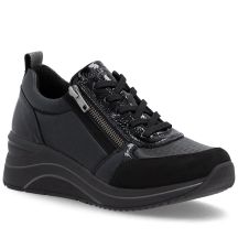 Women's wedge sneakers black Remonte Rieker D0T22-03