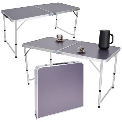 FOLDABLE CAMPING TABLE 120X60X70/62/55CM GRAY