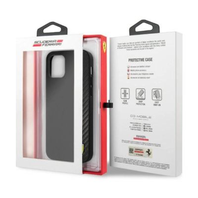 8. Ferrari FESAXHCP12LBK iPhone 12 Pro Max 6.7" black/black hardcase On Track Carbon Stripe