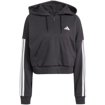 2. Women's adidas Essentials 3-Stripes French Terry Quarter-Zip Hoodie Black JN1956