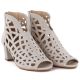 3. Women's suede ankle boots with openwork, open toe, beige M.Daszyński MR1954-15