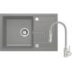 Granite sink with a tap with a curved spout