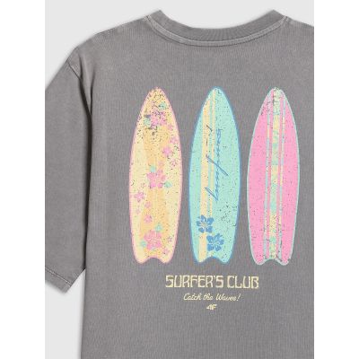7. Loose T-shirt with print for girls 4F 4FJRSS26TTSHF3980-25S
