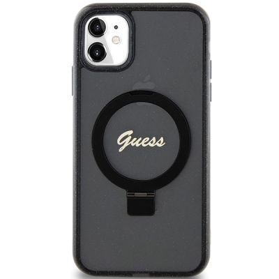 3. Guess Ring Stand Script Glitter MagSafe case for iPhone 11 / Xr - black