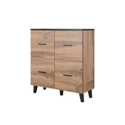 Chest of drawers LOTTA 110 4D wotan + matt black
