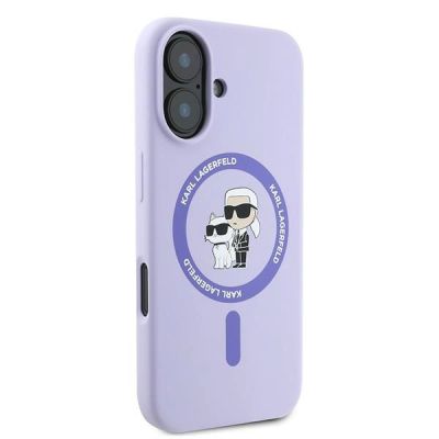 4. Karl Lagerfeld Silicone Karl&Choupette Heads Ring MagSafe Case for iPhone 16 Plus - Purple