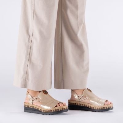 7. Rieker V7972-60 women's gold wedge sandals