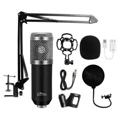 5. MEDIA-TECH DIRECTIONAL CONDENSATOR MICROPHONE WITH ACCESSORIES KIT SILVER MT397S