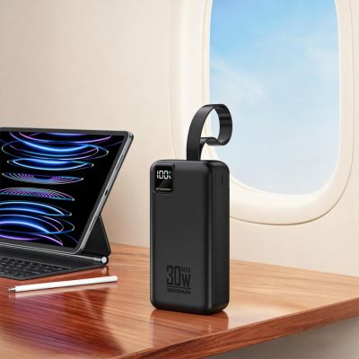 7. Wozinsky W8-W 30000 mAh 30W Powerbank 2x USB-A and USB-C with Flashlight - Black