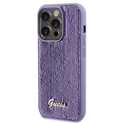 2. Guess Sequin Script Metal case for iPhone 15 Pro Max - purple