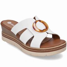 Women's leather wedge sandals white Remonte D2L52-80
