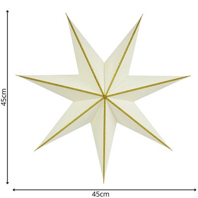 6. DECORATIVE HANGING PAPER STAR FSC 18x45CM WHITE 7 ARMS MICA