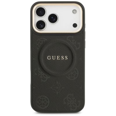 3. Guess Peony Hot Stamp MagSafe Case for iPhone 17 Pro Max - Black