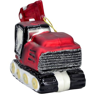 4. GLASS FIGURINE CHRISTMAS ORNAMENT VEHICLE EXCAVATOR MICA