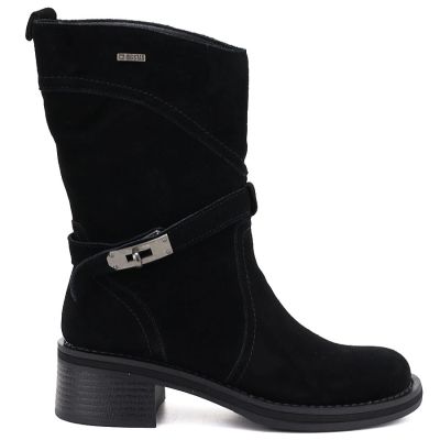 6. Women's leather ankle boots high on a block, black Big Star UU274608