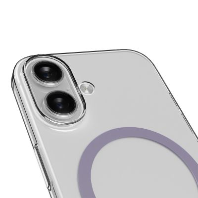 10. Puro Lite Mag TPU+PC Case Compatible with MagSafe for iPhone 17 - Transparent with Pink Ring