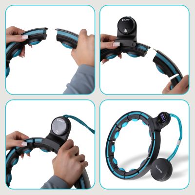 17. MAGNETIC HULA HOP SET BLACK/TURQUOISE HHM17 WITH HMS COUNTER + SLIMMING BELT BR163 RED