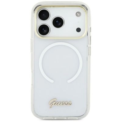 Guess IML Gradient Script Metal MagSafe Case for iPhone Air - White