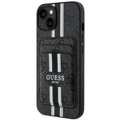 Guess 4G Stripes case with Magsafe wallet for iPhone 15 black