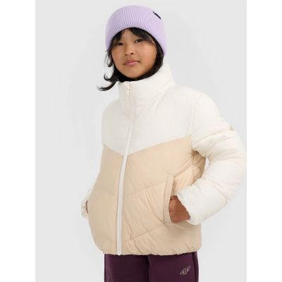 Girls' puffer jacket with synthetic down filling 4F 4FJRAW25TDJAF0807-12S