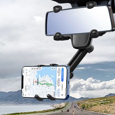 6. Car Phone Holder for Rearview Mirror - Black