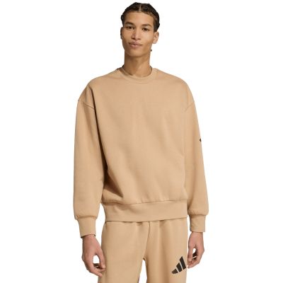 7. Men's adidas Essentials Loose Fit 3 Bar Logo Beige Sweatshirt JX5668