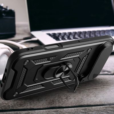 4. Hybrid Armor Camshield iPhone 17 Air Case with Stand and Camera Cover - Black