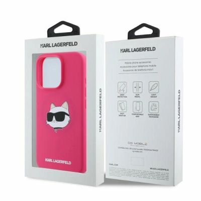 5. Karl Lagerfeld Silicone Choupette Head Print MagSafe Case for iPhone 16 Pro Max - Fuchsia