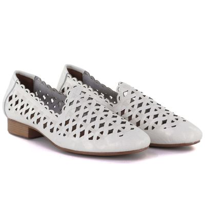 4. Women's leather openwork shoes, white Jezzi OL50-1