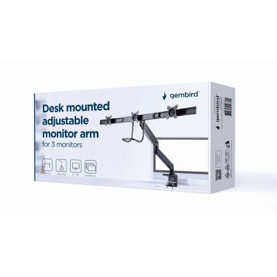 15. GEMBIRD ADJUSTABLE DESK ARM/MOUNT FOR 3 MONITORS 17-27, VESA 100X100MM, UP TO 6 KG