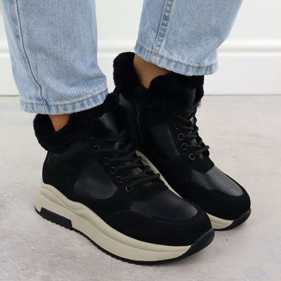 5. Women's leather ankle boots on a black platform Filippo DBT7240