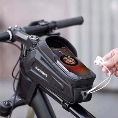 10. Rockbros B68 Bike Pannier for Frame, Armored, with Phone Pocket and Cover, 1.7L - Black