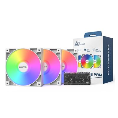 4. Montech GF120 PWM ARGB fan, 3 pcs - 120mm, white