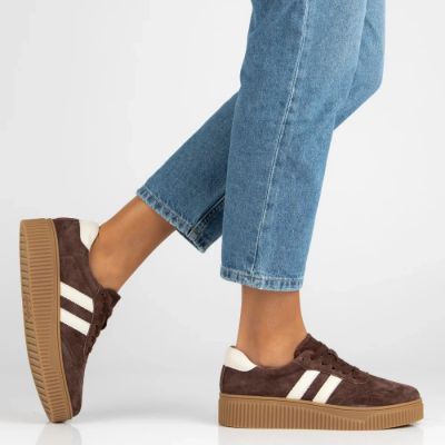 8. Women's brown leather and suede platform shoes Filippo DP6776