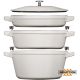 Set of 3 cast-iron dishes with lid STAUB 40508-388-0 – White Truffle, 24 cm