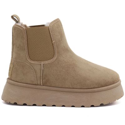 6. Waterproof women's ankle boots, snow boots, platform boots, beige, Big Star UU274173
