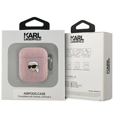 3. Karl Lagerfeld Monogram Karl Head case for AirPods 1 / 2 - pink