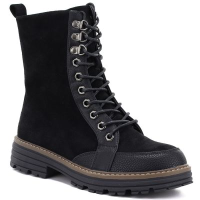 2. Women's suede ankle boots, black, M.Daszyński SA259-4