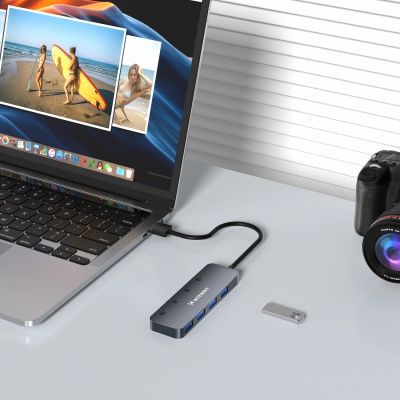 6. USB-A Hub Wozinsky WHS080YSS 4 x USB-A 3.0 with individual switches, aluminum, with 30 cm cable - gray