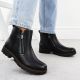 11. Black Leather Women’s Worker Boots Rieker 78556-00