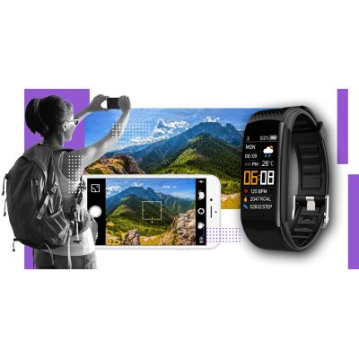 9. GIEWONT Black and Purple Smartwatch with 2 Straps GW200-3