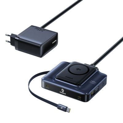 2. Baseus Nomos NH21 6-in-1 245W Wireless Charging Station with Two Retractable USB-C Cables - Black