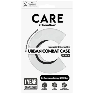 4. CARE by PanzerGlass Flagship Urban Combat Black QI Case for Samsung Galaxy S25 Edge - Transparent