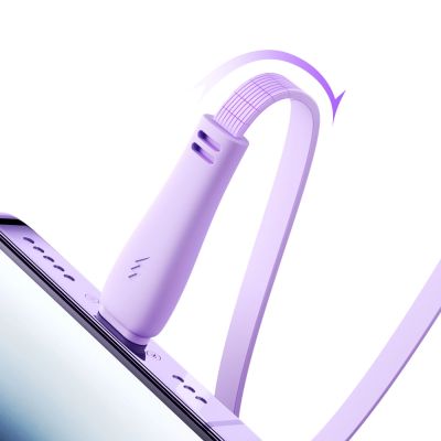 2. Joyroom Colorful Series S-A40 Cable Retractable 3in1 USB-A - USB-C / Lightning / Micro USB 1m - Purple