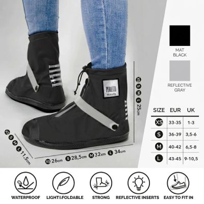 2. Perletti Waterproof Black Low-Cut Shoe Covers, Size M