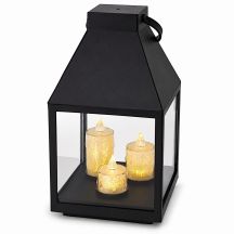 LED LANTERN 25CM 3 CANDLES SASKA GIFT & DECOR