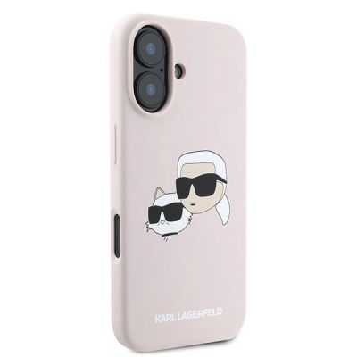 4. Karl Lagerfeld Silicone Nauble Heads Print MagSafe Case for iPhone 16 Plus - Pink