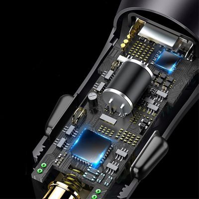 12. Baseus Golden Contactor Max 2xUSB-A 60W Car Charger - Dark Gray
